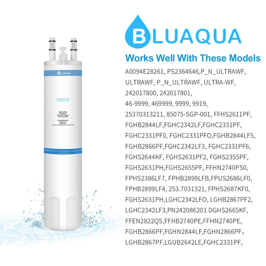 Bluaqua Replacement water filter for Frigidaire  Ultrawf Water Filter, Kenmore 9999 3-pack - funcoolbox2018